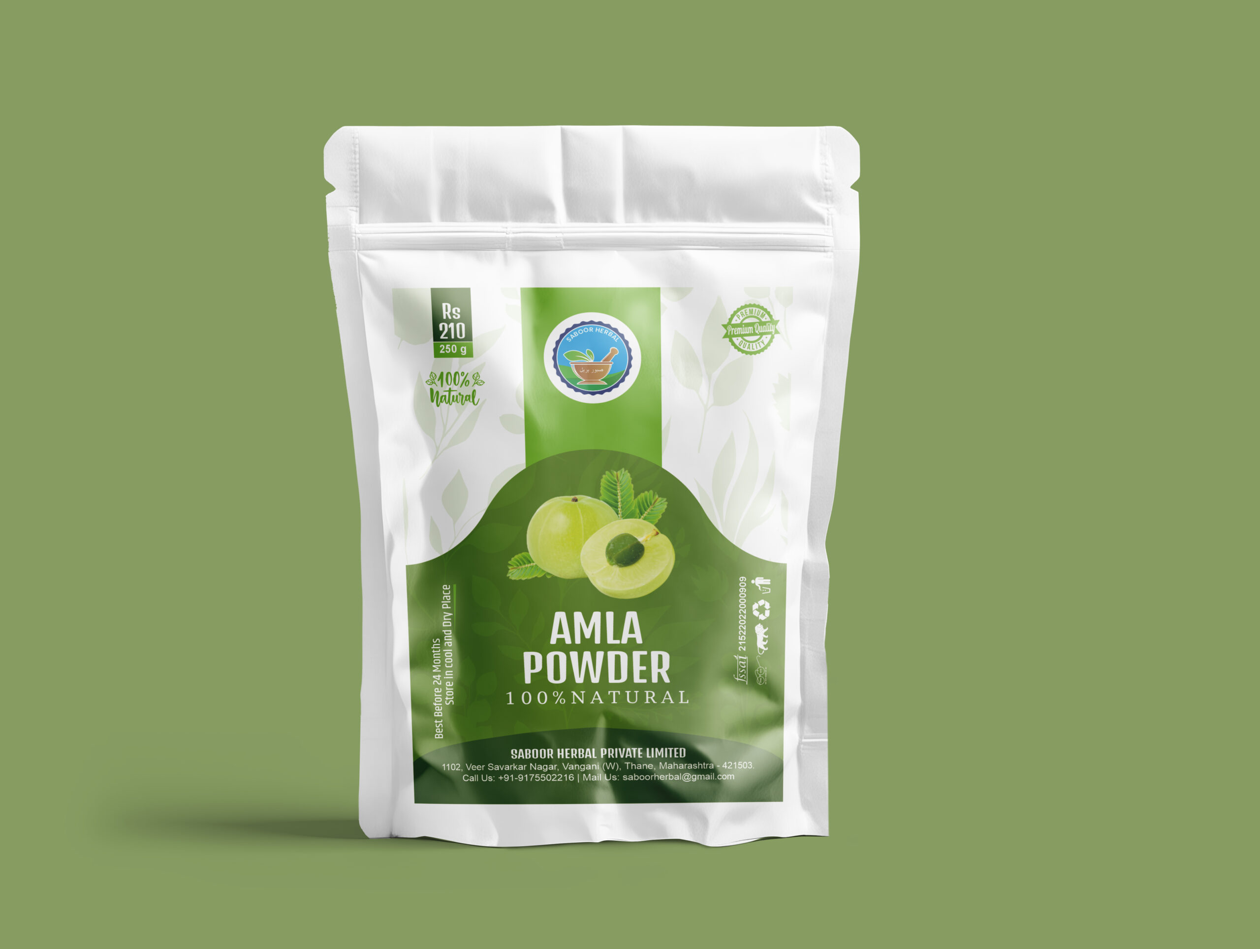 Saboor Herbal Amla Powder for Hair Growth & Skin Glow (250g)