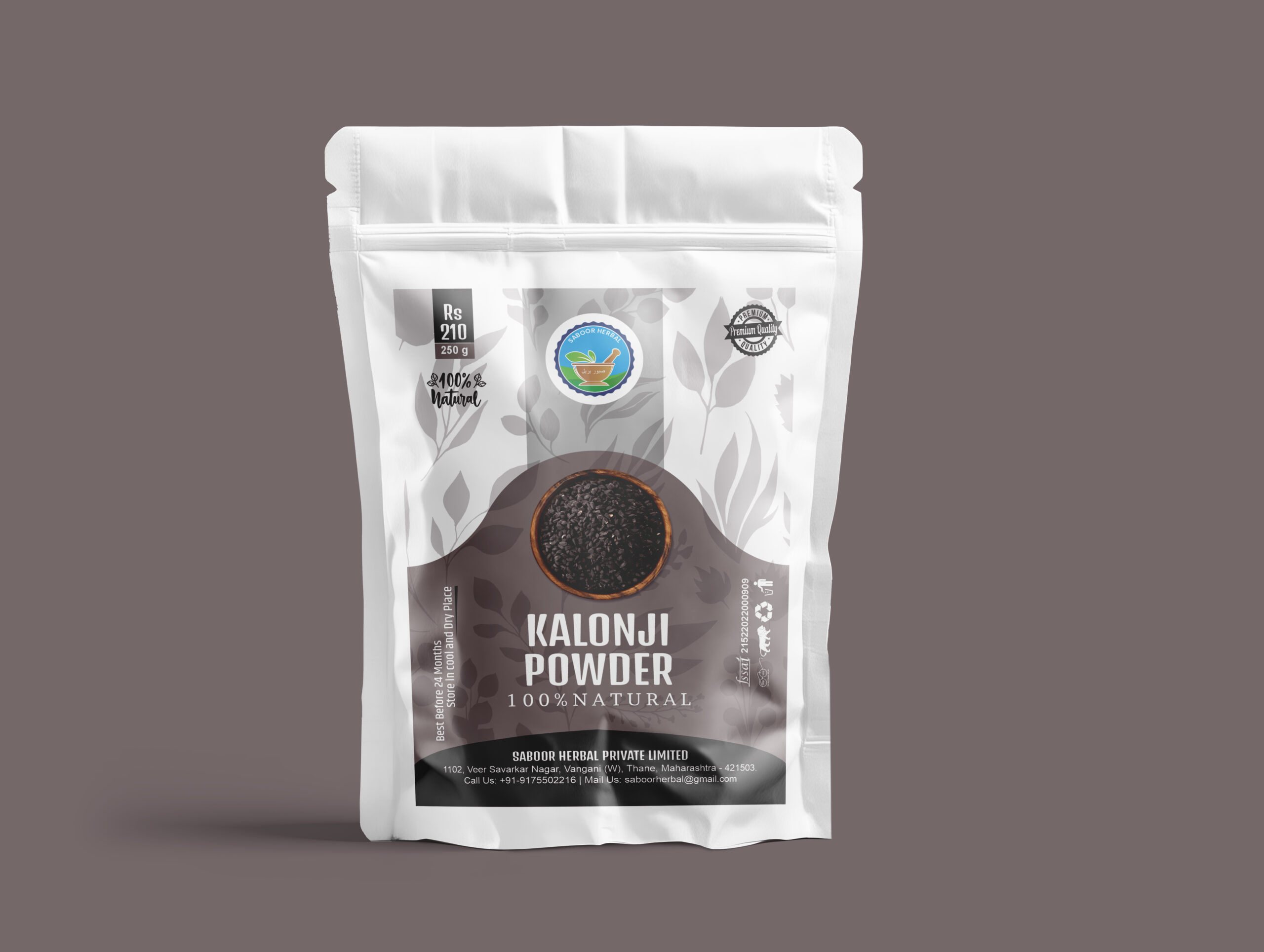 Saboor Herbal Kalonji Powder – Black Seed for Immunity & Wellness (250g)