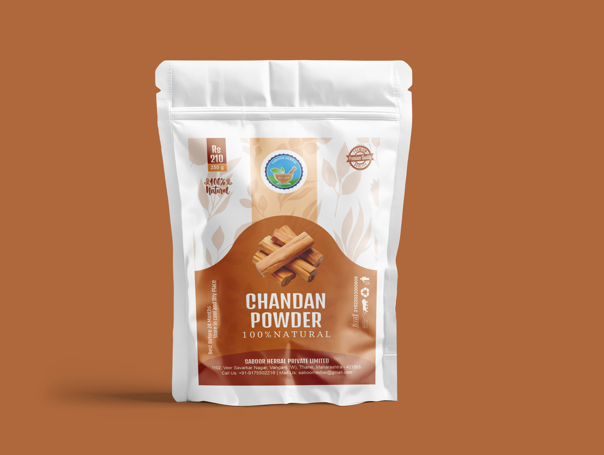 Saboor Herbal Chandan Powder – Pure Sandalwood Face Pack for Glowing Skin (250g)